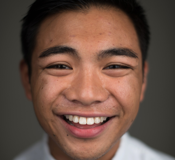 Side profile of straightfaced African-American man